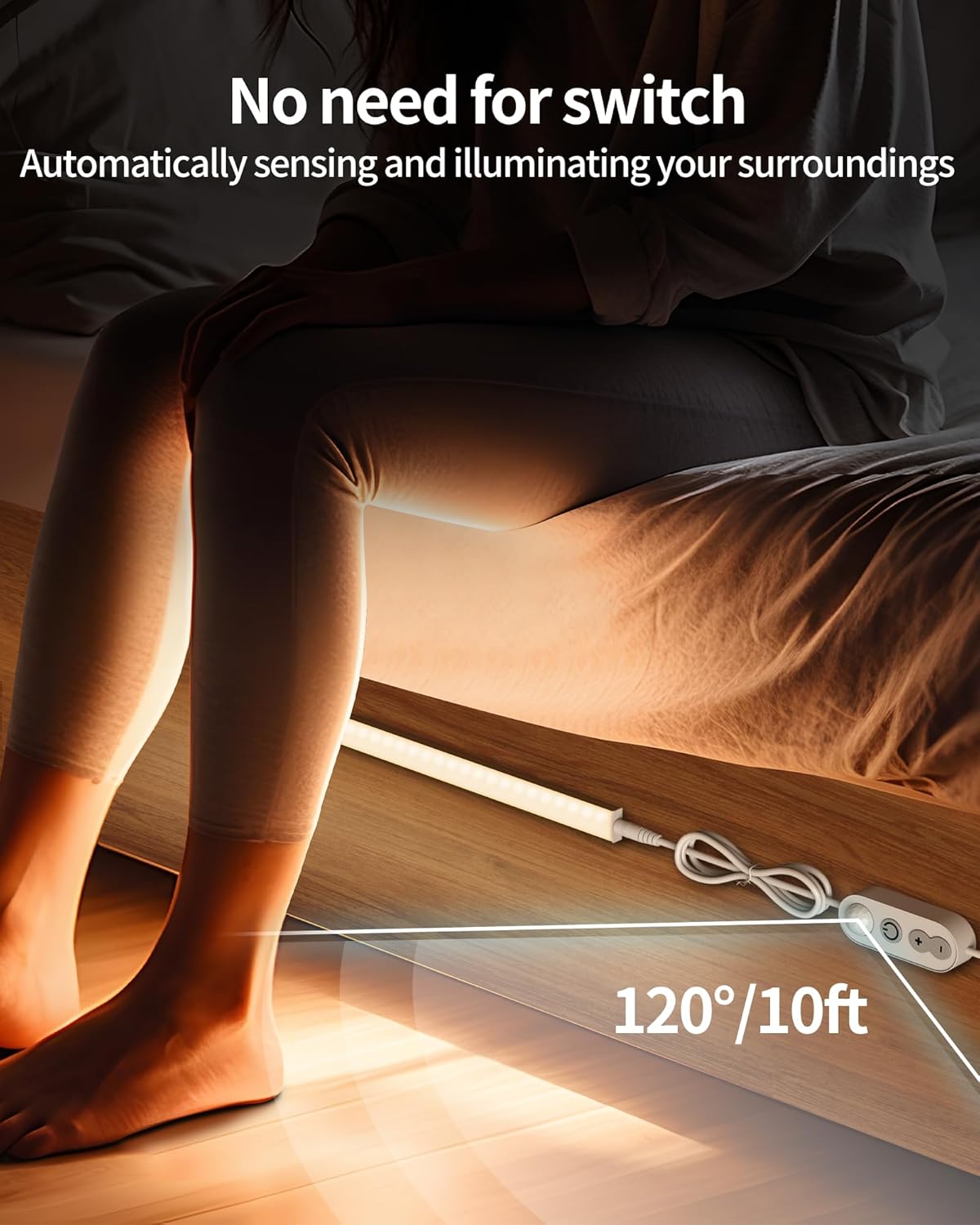 Plug-in Under Cabinet Lighting, Dimmable Under Counter Lights for Kitchen, 2pcs 12 Inch, Warn White 3000K Linkable USB Led Closet Light, Wired Indoor Night Lights Bar for Desk,Sink,Workbench