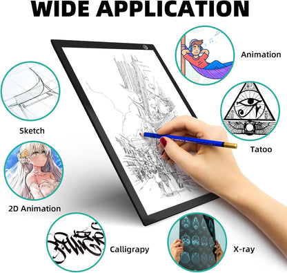 ME456 A4 LED Light Box 9x12 Inch Light Pad Only 5mm Ultra-Thin USB Power Light Table for Tracing, Tattoo Transferring, Drawing, Streaming, Sketching, Animation, Stenciling, Diamond Art Painting