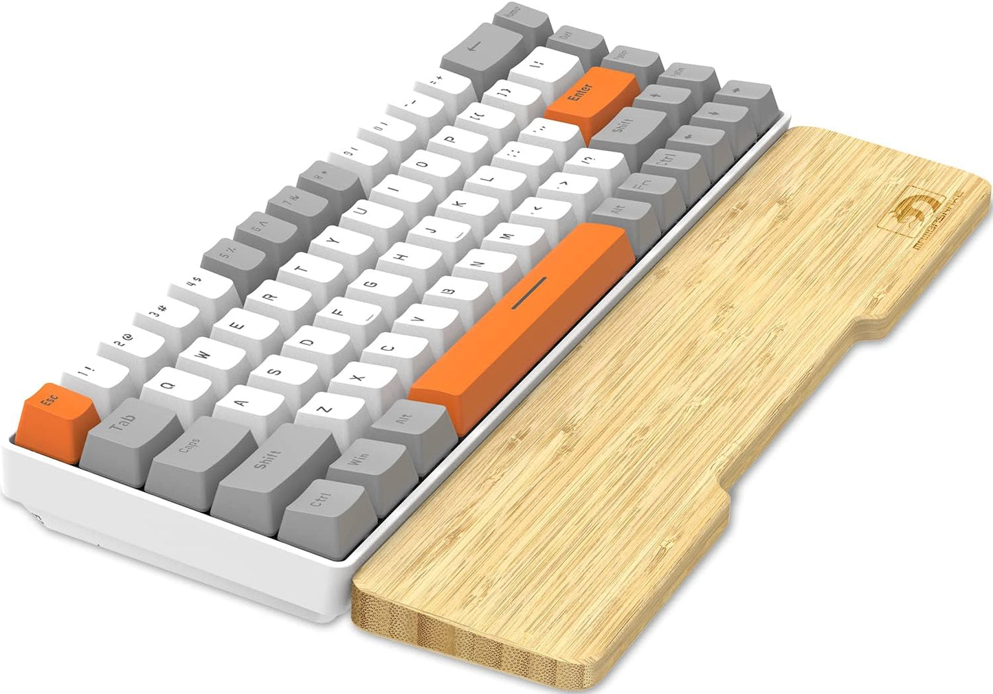 Bamboo Keyboard Wrist Rest for Computer Keyboard, Ergonomic Mechanical Keyboard Wrist Rest, Hard Wrist Rest for Pain Relief, Anti-Slip Keyboard Rest Pad for Laptop/PC Gaming/Mac (68-Key)