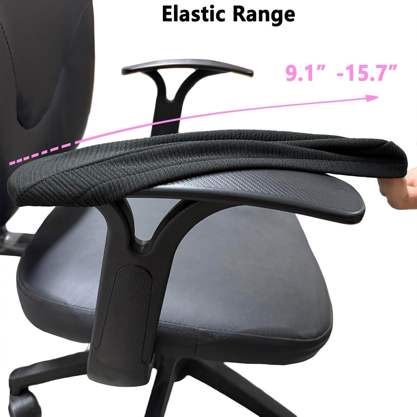 Melaluxe Stretch Office Chair Armrest Covers, Arm Rest Slipcovers (Black)