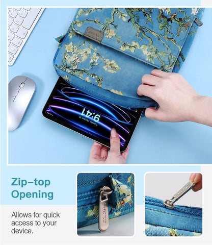 MoKo 13 Inch Tablet Sleeve Bag, Fits with 13 Inch New iPad Pro M5 & Air M4/M3, iPad Pro 12.9 M2&M1,Surface Laptop Go 12.4,Galaxy Tab S8+/S9+ 12.4,Handle Carrying Case with Shoulder Strap,Black &Gray