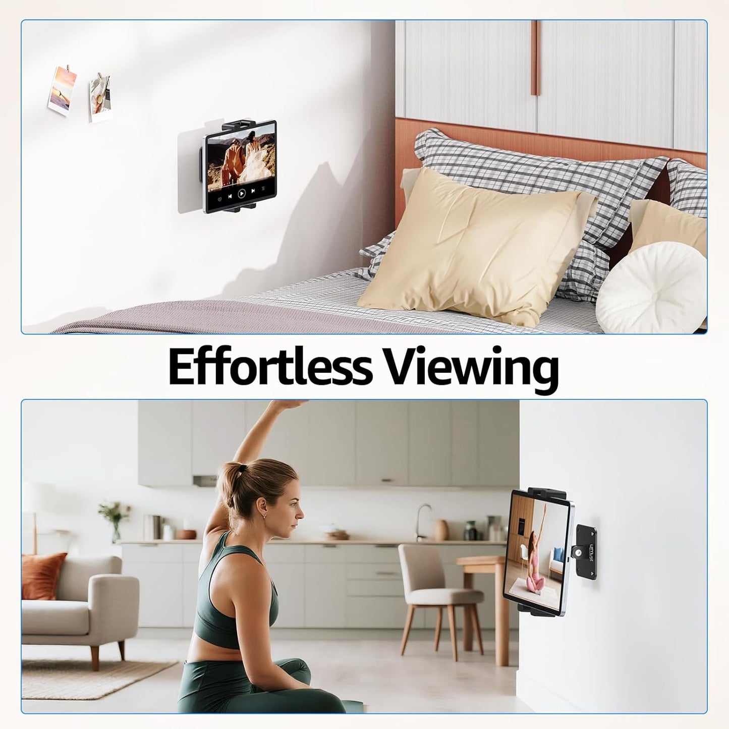 Urmust Tablet Stand for Desk, Adjustable iPad Holder for Bed, 360° Rotation, Sturdy Aluminum Tablet Arm Mount for 4.7"-15.6" iPad Pro/Air/Mini, iPhone, Galaxy Tab, for Kitchen, Work, Video Call