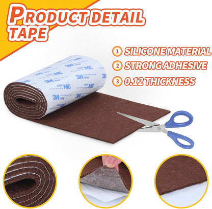 Felt Furniture Pads, Non Slip Self Adhesive Cuttable Felt Tape Black Heavy Duty Felts Strip Roll for Protecting Hardwood Floors Chair Wall Protector (40 x 5 x 0.12 Inch)