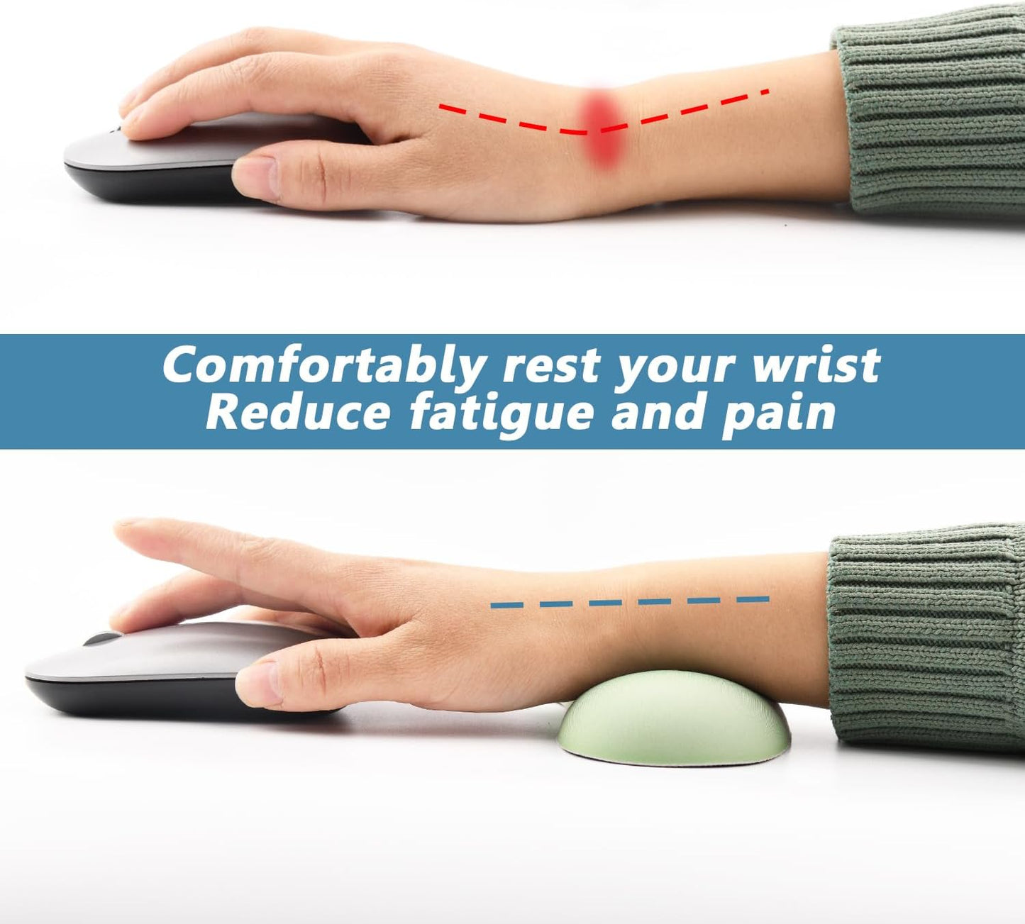 Ergonomic Mouse Wrist Rest Pad, Small Gel Mouse Keyboard Support Cushion Non-Slip Base, for Easy Typing and Wrist Pain Relief Office Computer, Laptop, PC Gaming (Blue)