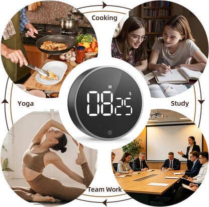 VOCOO Digital Kitchen Timer - Magnetic Countdown Countup Timer with Large LED Display Volume Adjustable, Easy for Cooking and for Seniors and Kids to Use (Space Grey)