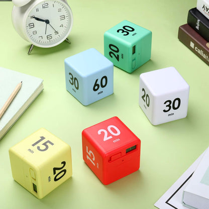 Weewooday 2 Pieces Cube Productivity Timer Flip Gravity Sensor Flip Countdown Countup Workout Timer Management 1 3 5 10 Minutes and 15 20 30 60 Minutes for Work Learning Kitchen Cooking(Green, Blue)