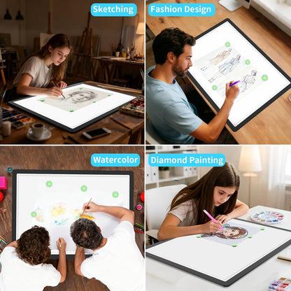 Phylosal Rechargeable A4 LED Light Pad with Built-in Stand, Magnetic Tracing Light Box for Drawing, Diamond Art Light Board with Side Button, Super Bright Light Table for Diamond Painting, Sketching