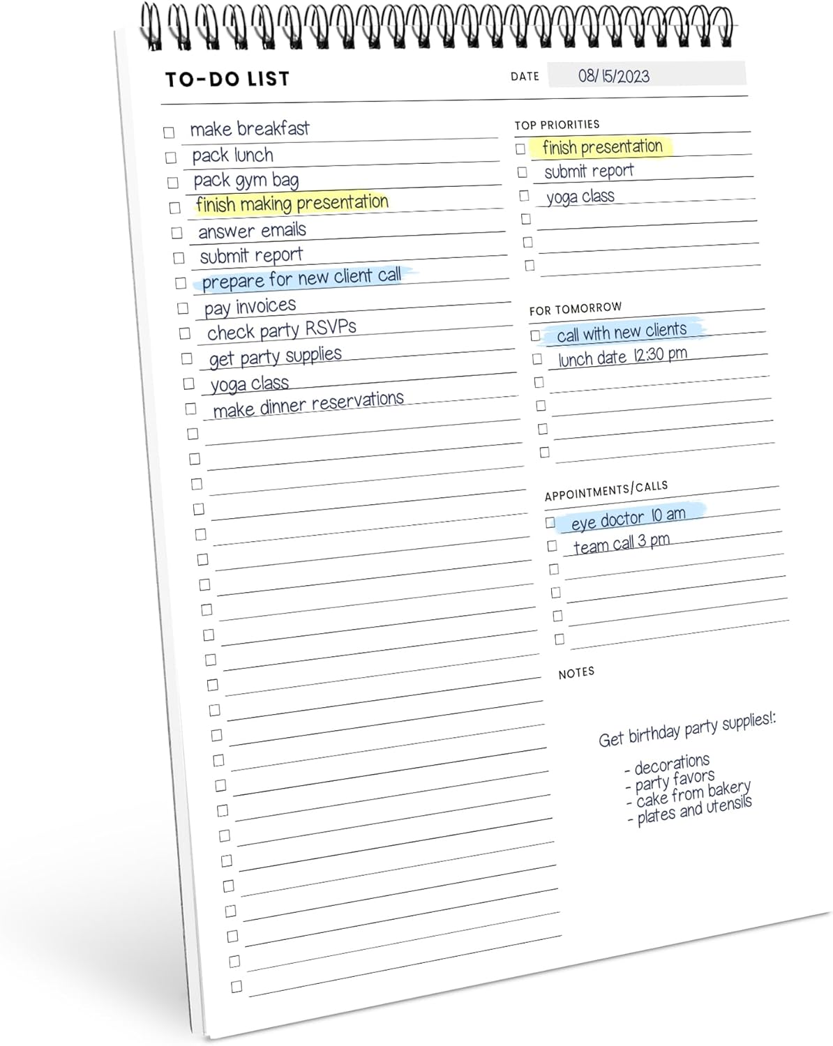 To Do List Notepad: With Multiple Functional Sections - Large Size 8.5x11" 52 Sheets - Tear Off Daily Planner Notebook - Task CheckList Organizer Agenda Pad for Work - Note, Plans, Goals, Grocery, and