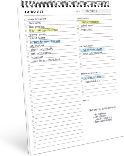 To Do List Notepad: With Multiple Functional Sections - Large Size 8.5x11" 52 Sheets - Tear Off Daily Planner Notebook - Task CheckList Organizer Agenda Pad for Work - Note, Plans, Goals, Grocery, and