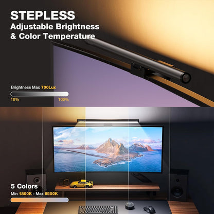 Douxlife Monitor Light Bar, Backlight with Touch Switch＆ Remote Dual Control, Eye-Care Computer Light with Stepless Dimming and Color Temperature for Home Office Gaming, Black