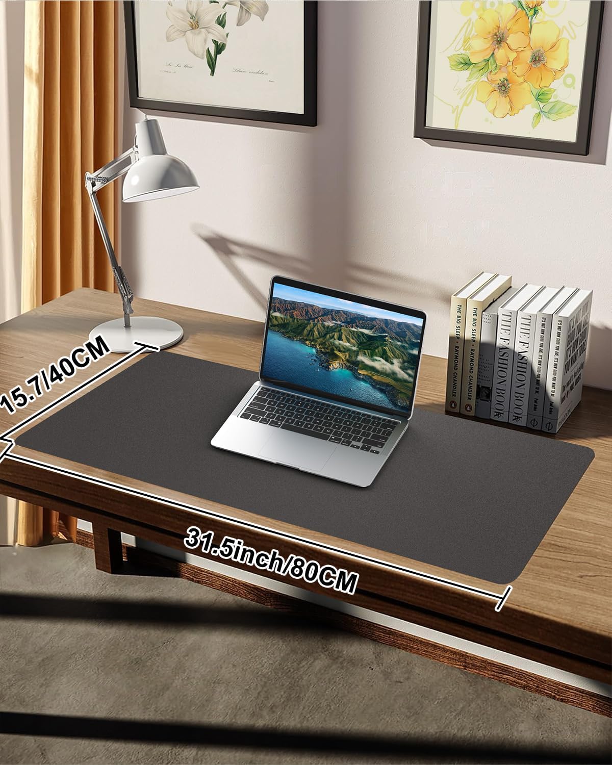 Leather Desk Pad Protector, Office Desk Mat, Large Mouse Pad, Non-Slip PU Leather Desk Blotter, Laptop Desk Pad Desk Accessories for Office and Home (Black, 40" x 17")