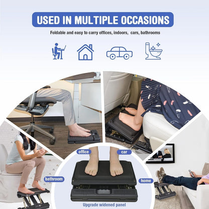 Foot Rest for Under Desk at Work 4-Level Height Adjustable, Ergonomic Foldable Footrest for Office, Gaming,Computer, Soft & Removable Pad Desk Foot Stool Suitable for All Seasons