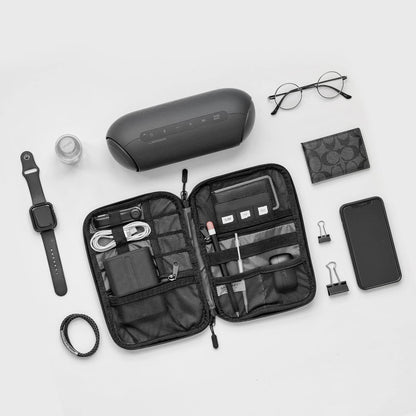 BAGSMART Large Electronics Travel Organizer Case, Tech Accessories Cord Storage Bag for Phone, Power Bank, SD Card, Cables, Black