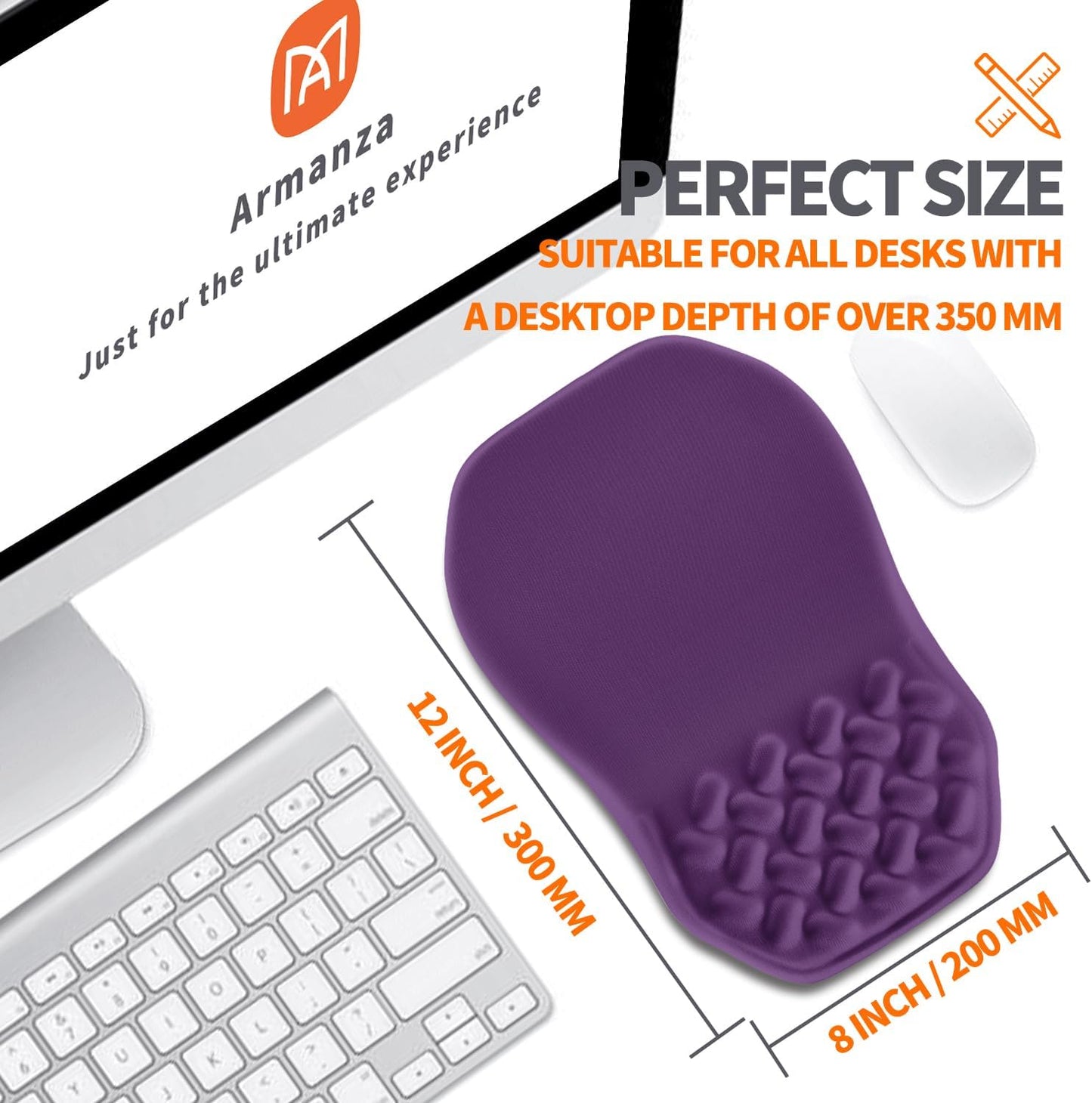 Ergonomic Slope Mouse Pad Wrist Support, Wrist Rest Mousepad for Carpal Tunnel Pain Relief with Massage Bulge and Slow Rebound Memory Foam (12x8 inch, Black)