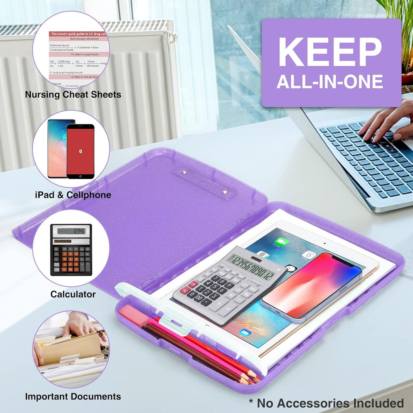 Sooez Clipboard with Storage, Clip Board 8.5 x 11 with Pen Holder, Plastic Organization Case Box for Letter Legal A4 Size Paper, Low Profile Clip, Nurses Teachers Must Haves, School & Office Supplies