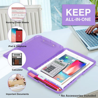 Sooez Clipboard with Storage, Clip Board 8.5 x 11 with Pen Holder, Plastic Organization Case Box for Letter Legal A4 Size Paper, Low Profile Clip, Nurses Teachers Must Haves, School & Office Supplies