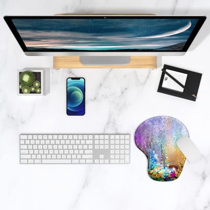ITNRSIIET Ergonomic Mouse Pad with Gel Wrist Support Wrist Rest Smooth Surface Non-Slip PU Base Comfortable Office Supplies Pain Relief, 9.5 x 8 inches, Beach