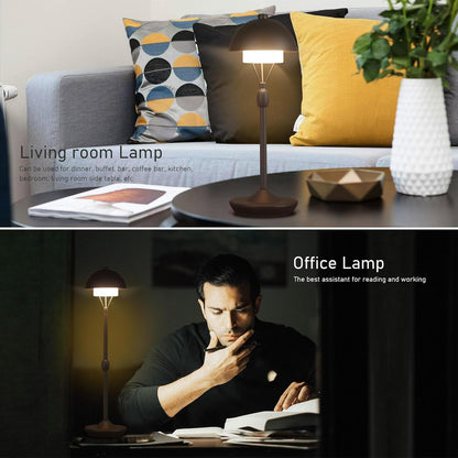 Modern Table Lamp Cordless Portable Desk Lamp, 2700K Stepless Dimming Rechargeable Battery Operated LED Lights for Bedroom, USB-C Charging, Restaurant/Bar/Night Light/Gifts (Antique Brass)