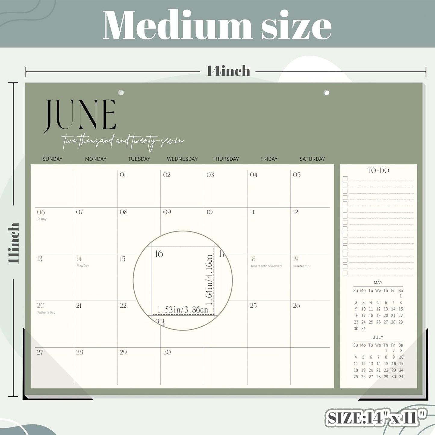 Guasslee Desk Calendar 2026-2027(Jun. 2026 - Dec. 2027), 19-Month School Year Compact Desktop & Wall Calendar, 14" x 11" Thick Paper Monthly Planner for Small Space, Home Office, Dorm & School