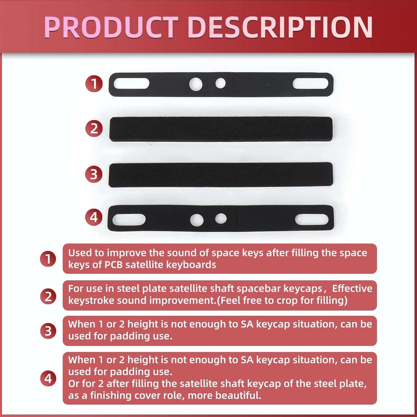 RUNJRX Keyboard Spacebar Foam,Silencer Pad for 6.25U Mechanical Keyboard Space Bar (6Pcs)