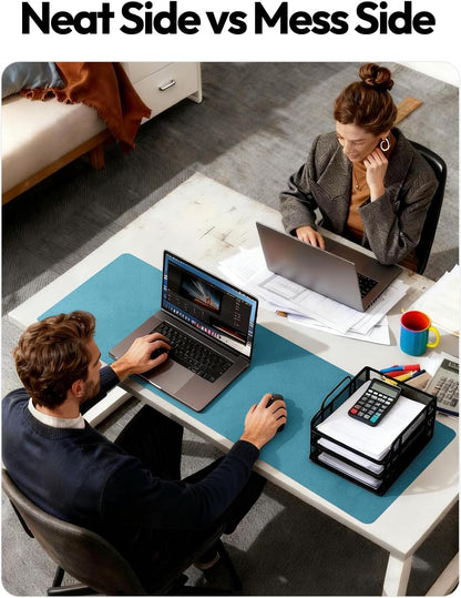 YSAGi Leather Office Desk Pad Protector, Large Mouse Pad, Non-Slip, PU Leather, Laptop Desk Blotter, Waterproof Writing Pad for Office and Home, Black, 23.6" x 13.8" - Colors B