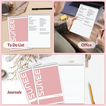 SUNEE 2 Pack Steno Pads 6x9, Gregg Rule, 60 Sheets, Spiral Notebook 6x9, White Paper, Take Notes with Top Spiral Notebook, for School, University, College, Work, Office, Yellow