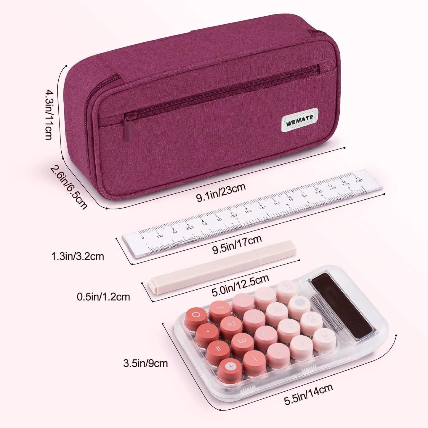 WEMATE Pencil Case, Large Storage Organizer, Makeup Bag, Teacher Must - have, Big Pencil Pouch, Marker Case for College
