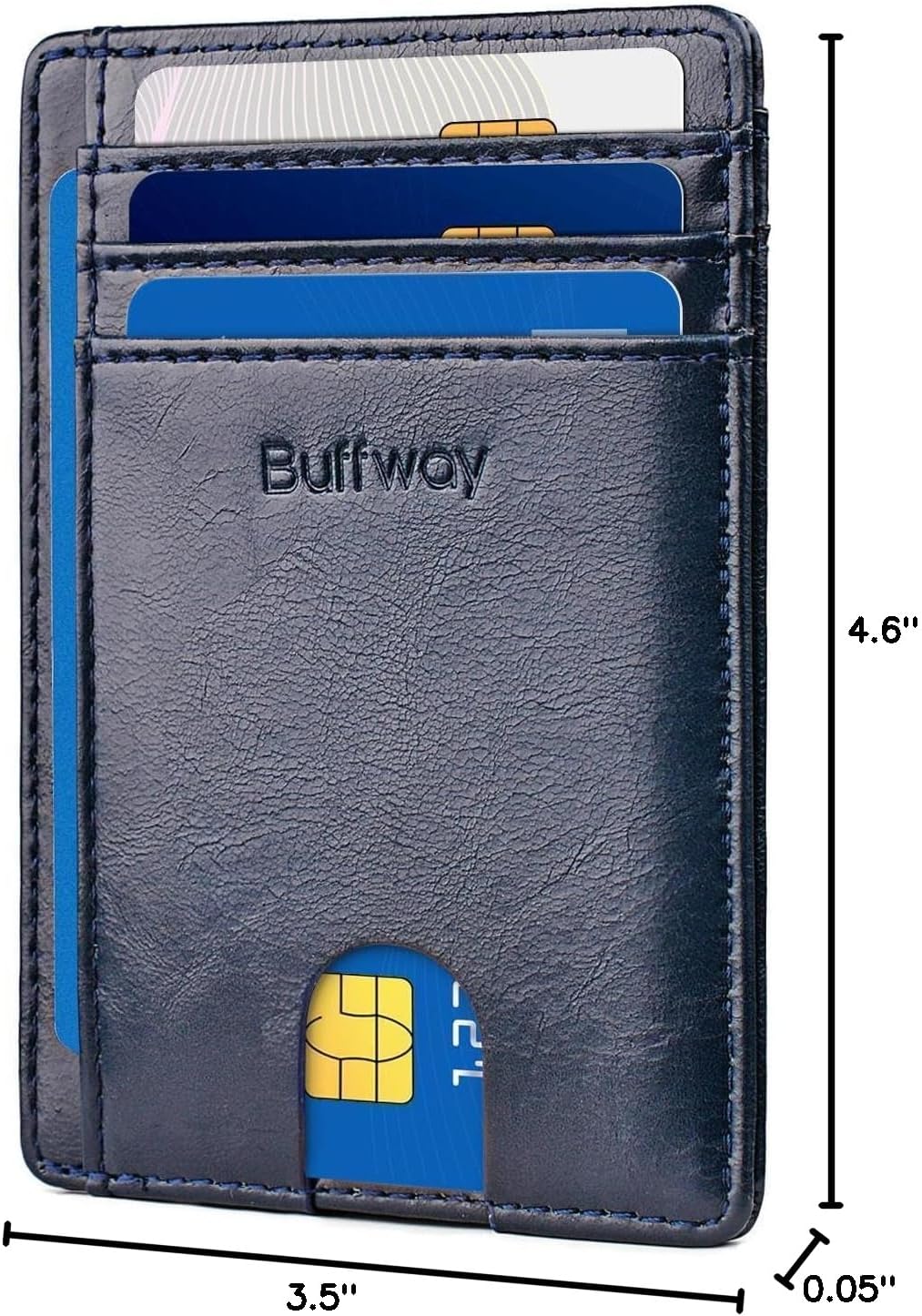 Buffway Slim Minimalist Front Pocket RFID Blocking Leather Wallets for Men and Women - Carbon Fiber Black - Colors B