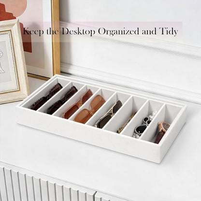 Velvet Sunglass Organizer Tray, Stackable Glasses Case for Drawer, Eyeglasses Watches Jewelry Display Holder Women Men