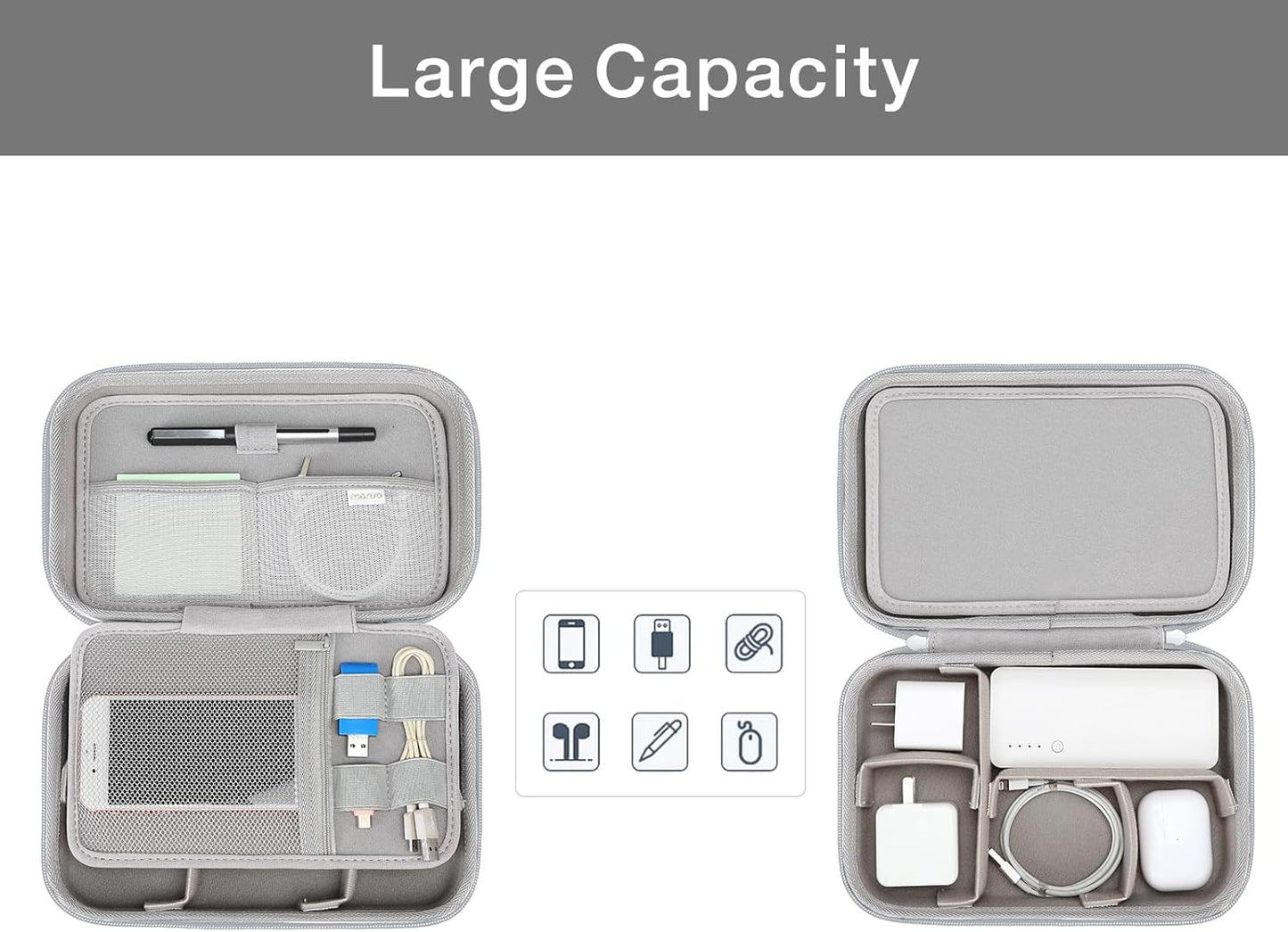 MOSISO Electronic Organizer Travel Case Compatible with MacBook Power Adapter, Compatible with Magic Mouse & Pencil, SD Card, USB Flash Disk with 4 Modular Insert & 2 Cable Tie & Snap Hook, Black