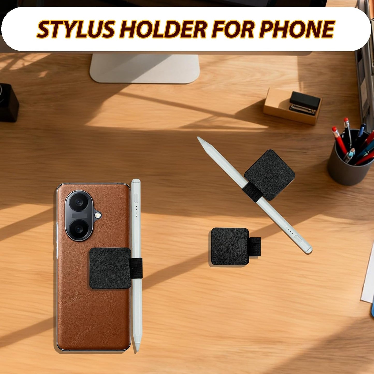 Stylus Holder for Phone Notebooks Journals Planners Tablet Case,2PCS Self Adhesive Stylus Holder for ipad Laptop Tablet,Black