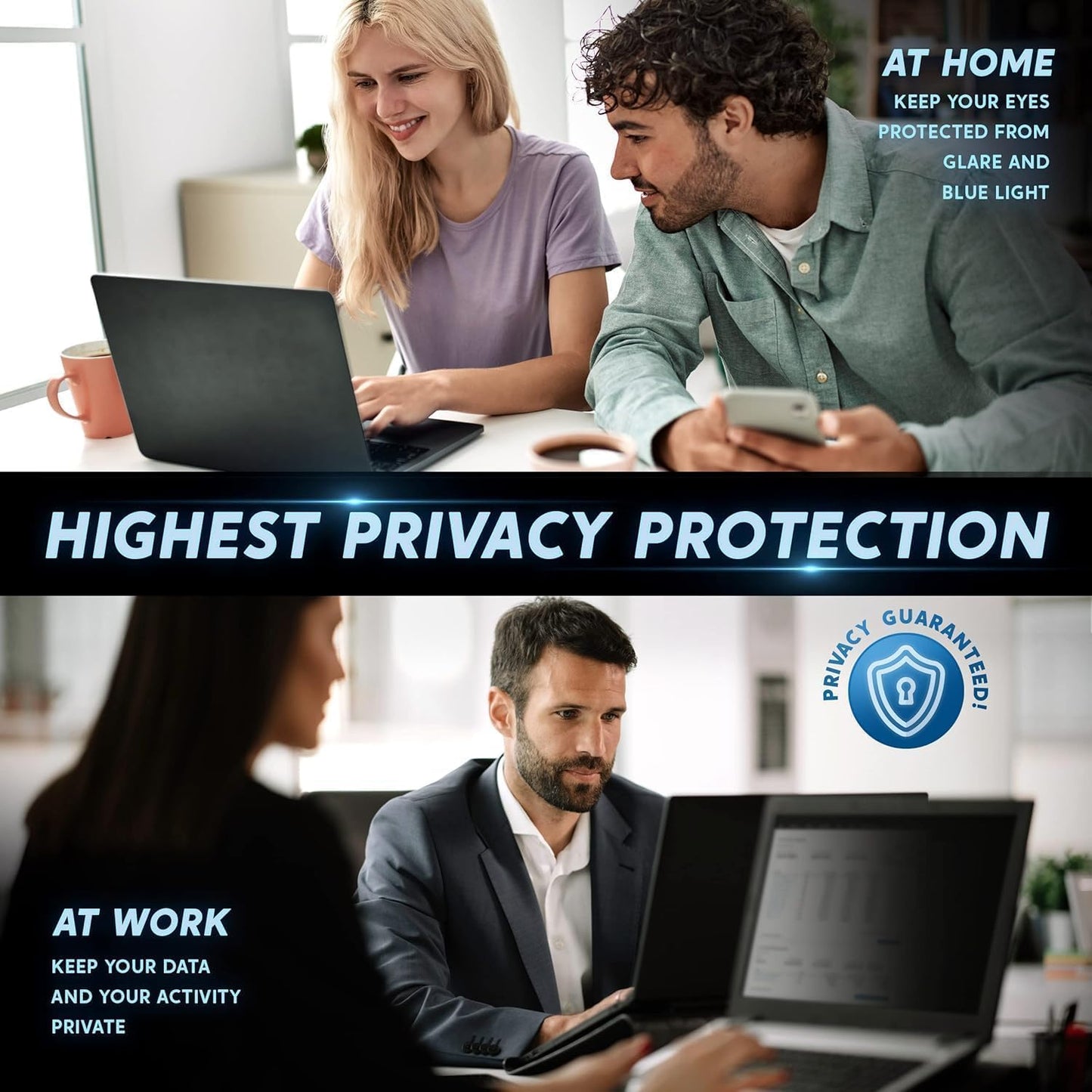 [2 Pack] 24 inch Removable Anti-Glare Blue Light Screen Protector for 16:9 Computer Monitor – Anti-Glare, Anti-Scratch, PC Anti-UV Eye Protection Filter