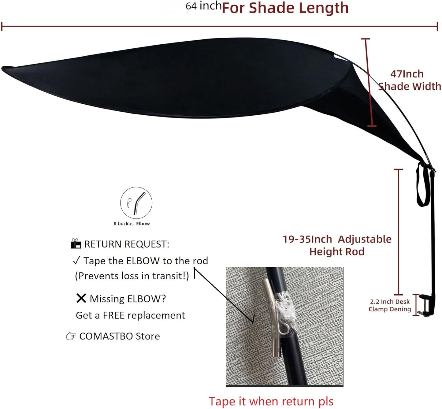 Comastbo Office Desk Window Glare Shade, Privacy for Office, Monitor Glare Protector,Desk Shade to Block Front Side Light
