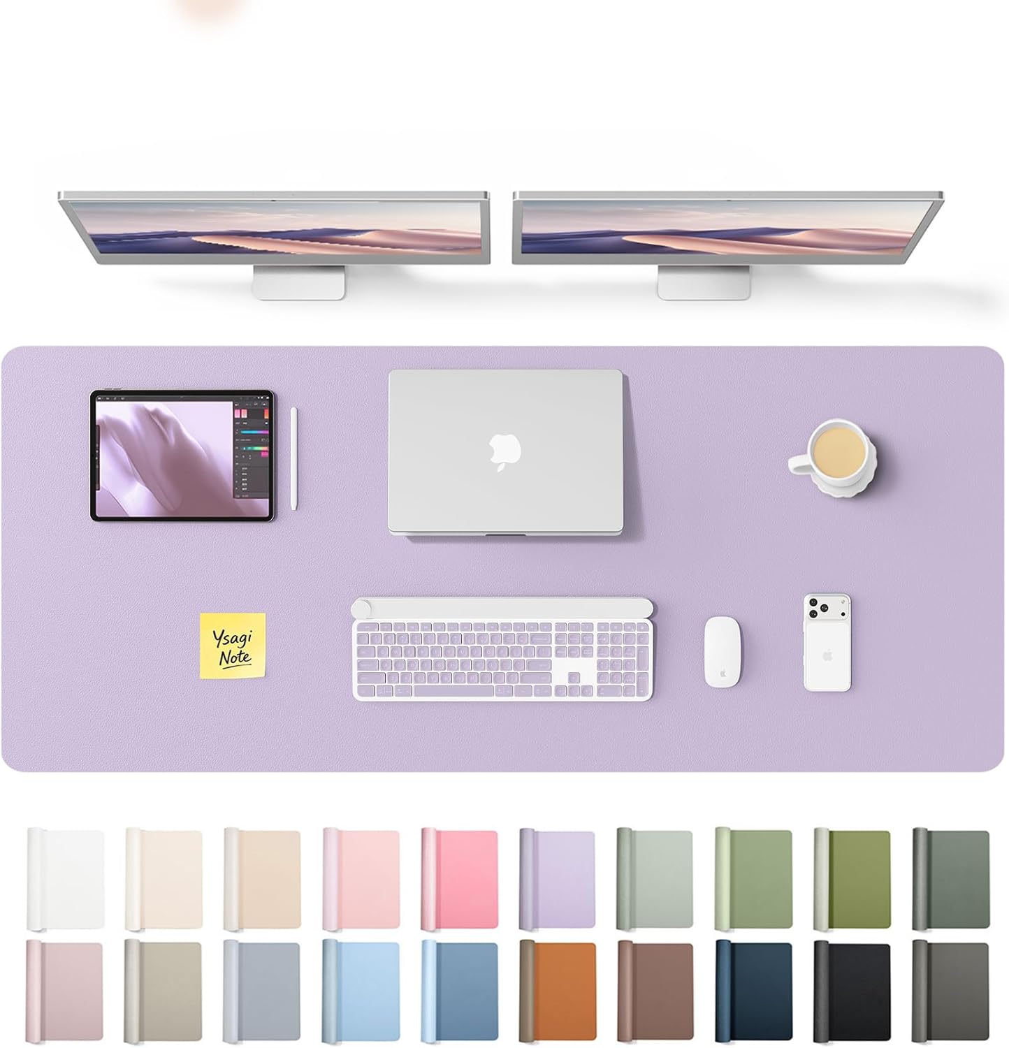 YSAGi Leather Desk Pad Protector, Office Desk Mat, Large Mouse Pad, Non-Slip PU Leather Desk Blotter, Waterproof Laptop Desk Writing Pad for Office and Home (23.6" x 13.8", Eggshell) - Colors A