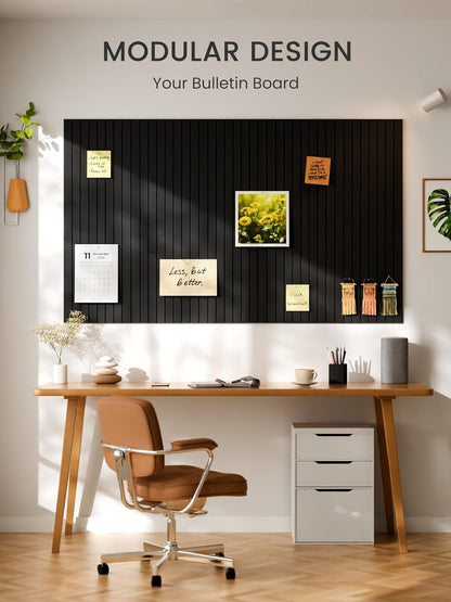 Bumusty Large Cork Board Alternative-48 x 36" Felt Bulletin Board Tiles, with 30 Pushpins, 70 Adhesive Tabs, Fine-Stripe 12-Pack, Cork Boards for Office Push Pin Board Felt Board-Oatmeal