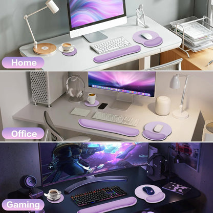 Ergonomic Keyboard Wrist Rest, Mouse Pad with Wrist Rest Anime, Cat Gaming Mousepad with Wrist Support, Memory Foam Wrist Rest Set for Computer Keyboard, Funny Cute Office Desk Accessories