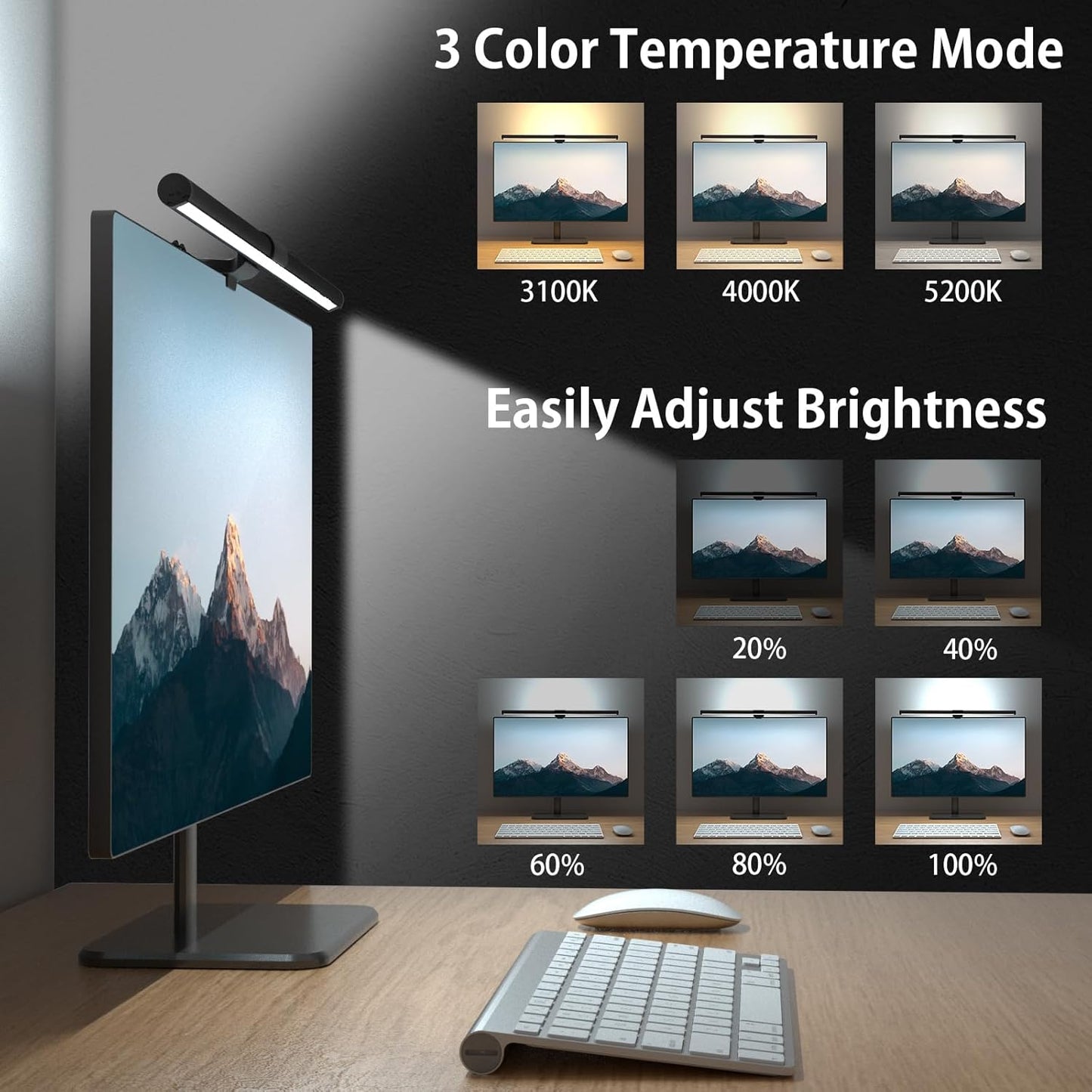 OOWOLF Monitor Light Bar with Remote, Ra95 Computer Monitor Lamp for Eye Caring, USB Reading Lamp Task Lamp, Dimmable Light Bar with Backlight, No Glare Space Saving Home Office 16.14" 1-Pack