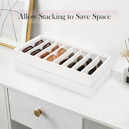 Velvet Sunglass Organizer Tray, Stackable Glasses Case for Drawer, Eyeglasses Watches Jewelry Display Holder Women Men