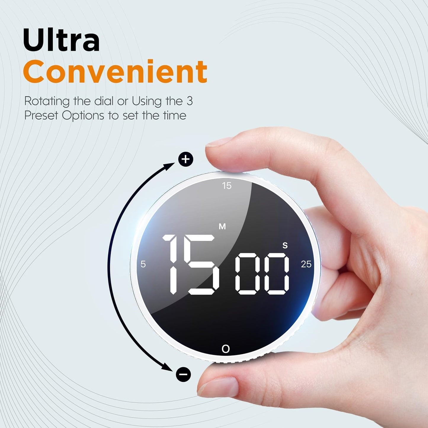 Upgrade Digital Kitchen Timer - Magnetic Countdown Countup Visual Pomodoro Timer with Large LED Display, 3-Preset Times (5, 15, 25), 3 Volume Levels, Ideal for Cooking, Baking and Fitness (1, Tarnish)