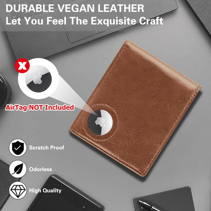 GIPUSSON Slim Leather Wallet for Men Airtag Hidden, Large Bifold Mens Wallet RFID Blocking with ID Windows, Credit Card Holder for Men Wallet