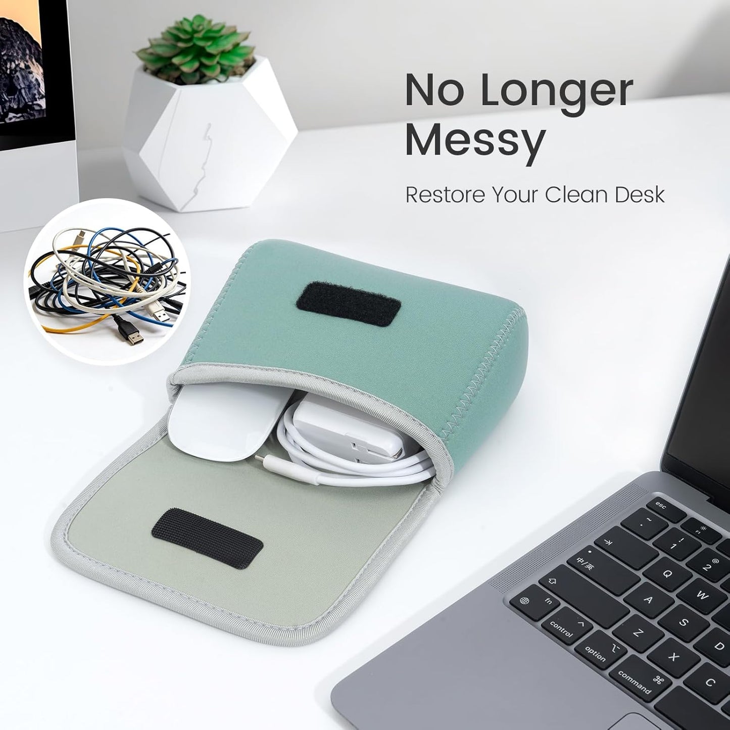 LENTION Storage Small Pouch Bag Cases for Accessories Laptop MacBook Power Adapter, Wireless Mouse, iPhone Charger, Cellphone, Power Bank, Cord Travel Cable Electronic Organizer - Dark Gray