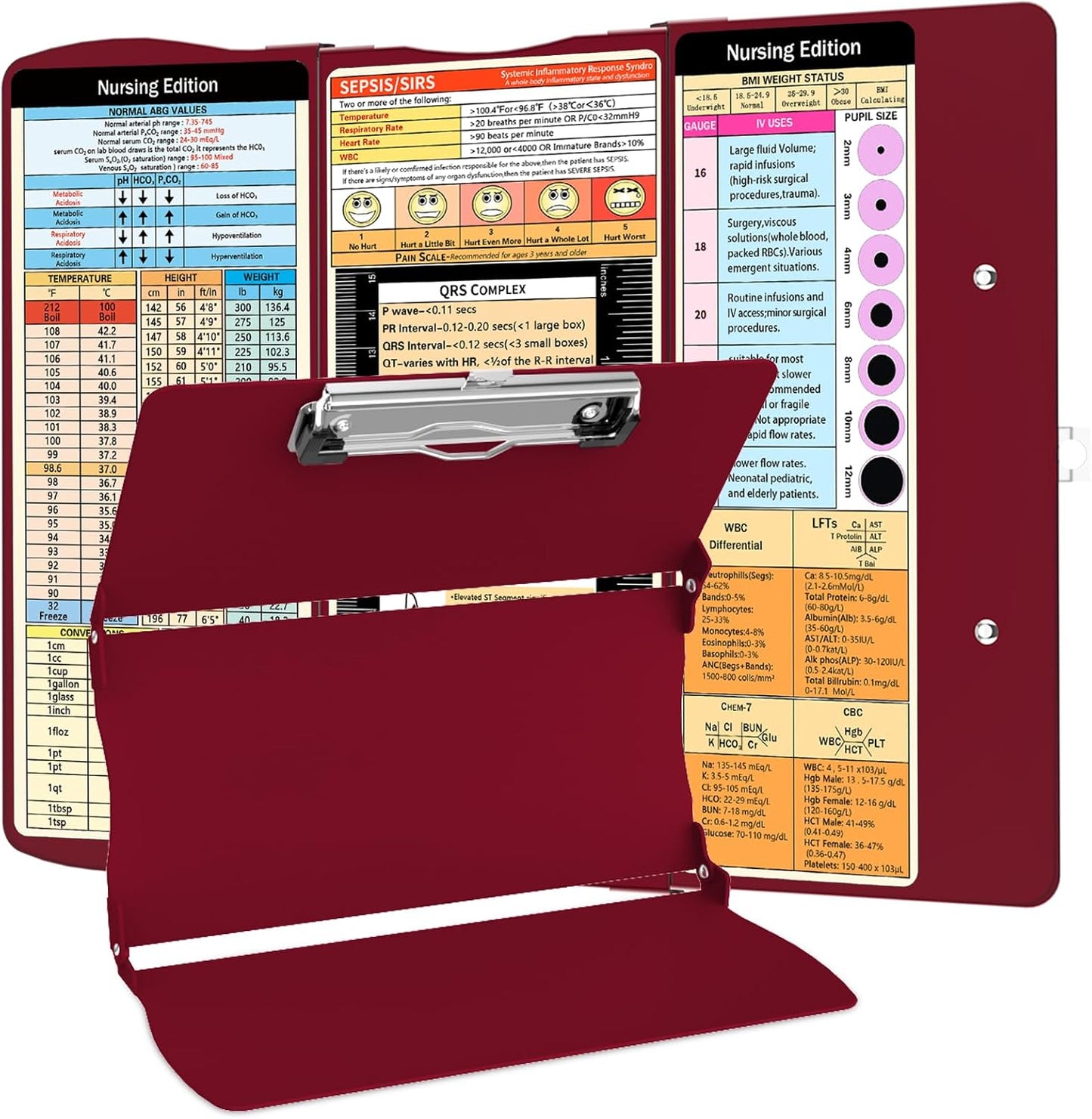 Nursing Clipboard Foldable Nurse Clipboards: Folding Medical Clipboard with Nursing Edition Cheat Sheets Pocket Size Foldable Clipboards for Nurses Clinical Clip Board for Students Doctors Green