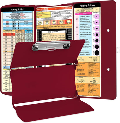 Nursing Clipboard Foldable Nurse Clipboards: Folding Medical Clipboard with Nursing Edition Cheat Sheets Pocket Size Foldable Clipboards for Nurses Clinical Clip Board for Students Doctors Green