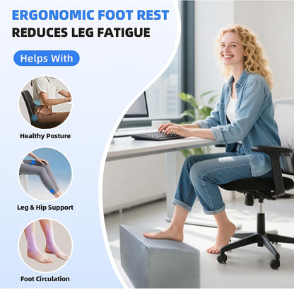 Adjustable Foot Rest for Under Desk At Work - 3-in-1 Ergonomic Foot Stool with Zipper Connection, 6.3"/11.8"/16" Height Adjustable for Office, Home & Gaming (Black)