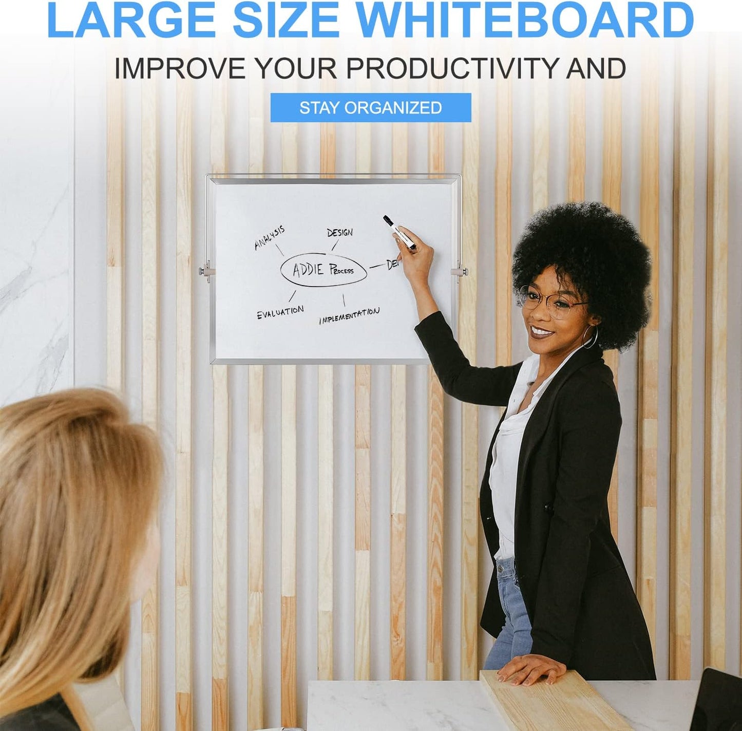 Dry Erase White Board, Cazeyoo Magnetic Desktop Whiteboard 16 x 12inch with Stand, 10 Markers, 4 Magnets and 1 Eraser, Portable Double-Sided White Board for Kids Drawing, Office, Home, School