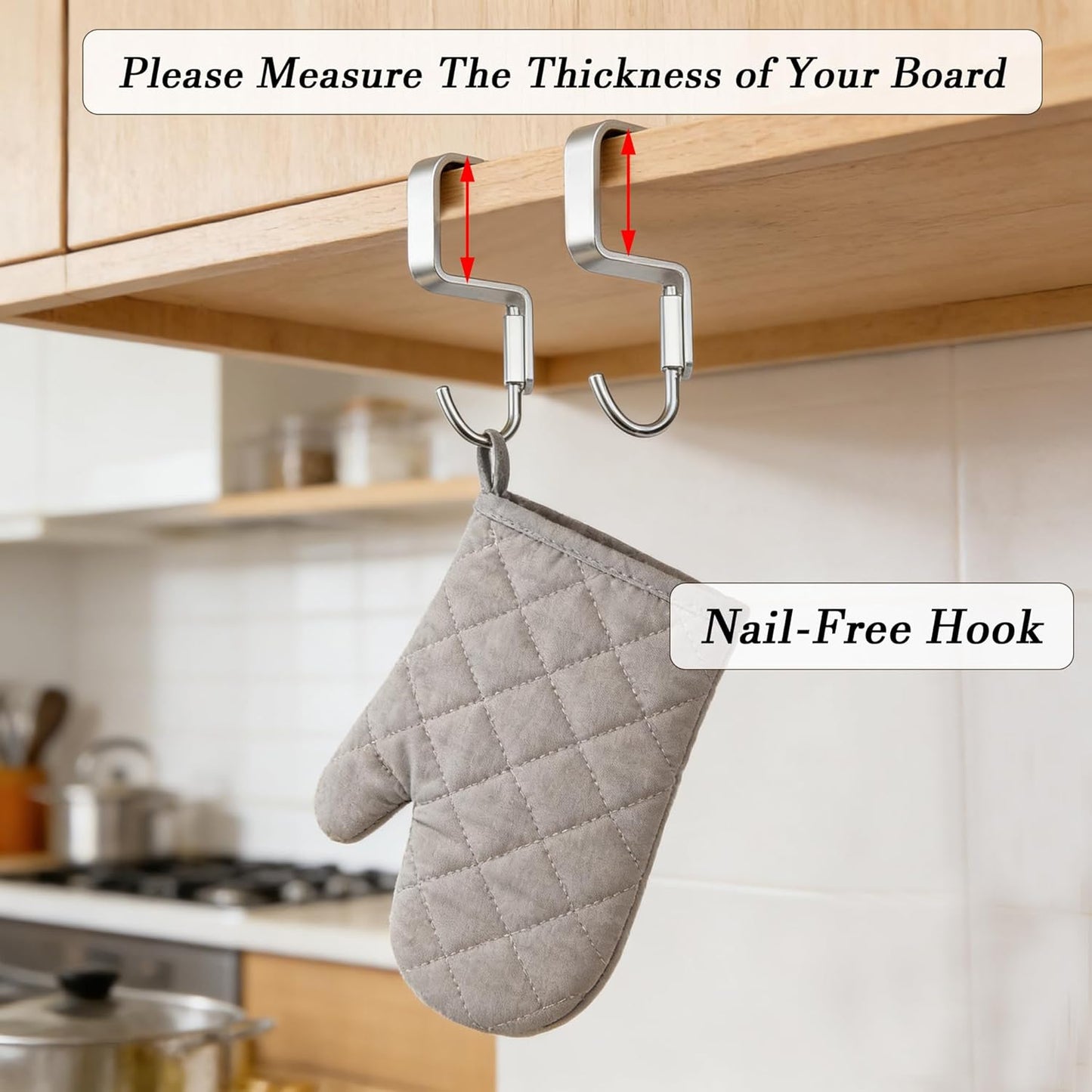 2 Pcs Desk Hook, Student Desktop Nail-Free Hook, Under Table Hook for Schoolbag, Space Aluminium Alloy, Hanger Hooks for Bag Purse Clothes Backpack Holder, Suitable for 2.5 cm/0.98" Thick Plate