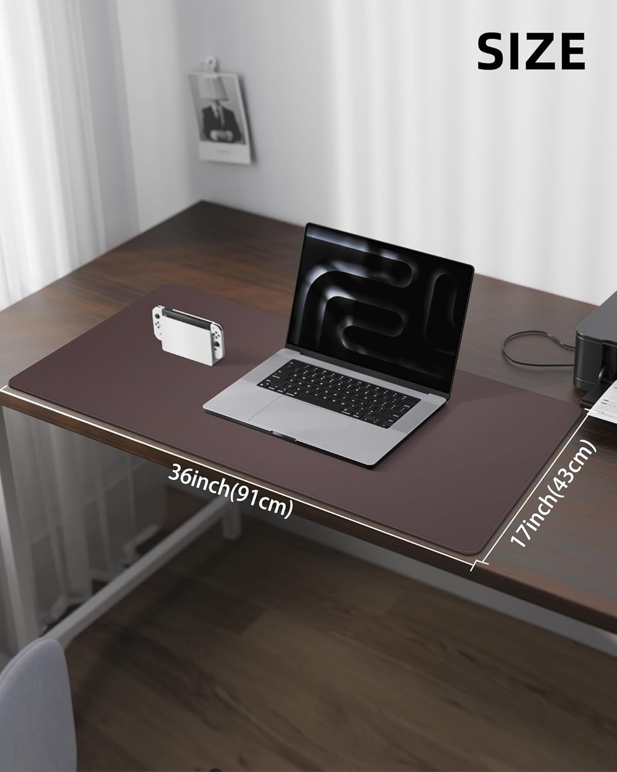 AFIING Desk Pad Protector 23.6" x 13.7" - Non-Slip Waterproof PU Leather Desk Mat for Mouse, Keyboard, Laptop, Office and Home Workspace (Beige)