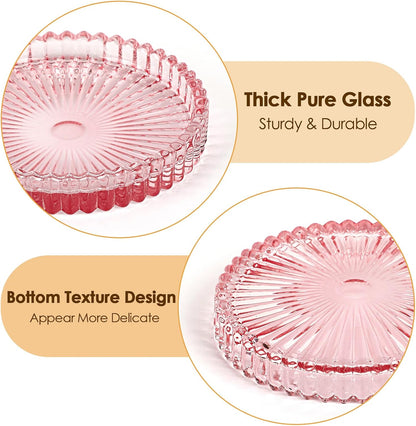 Modern Clear Coasters Set of 5- Glass Cute Coasters for Drinks Crystal Coaster Round Chic Cup Mat Cute Coffee Table Coaster for Kitchen, Bar, Dining Room, Living Room, Patio(Amber)
