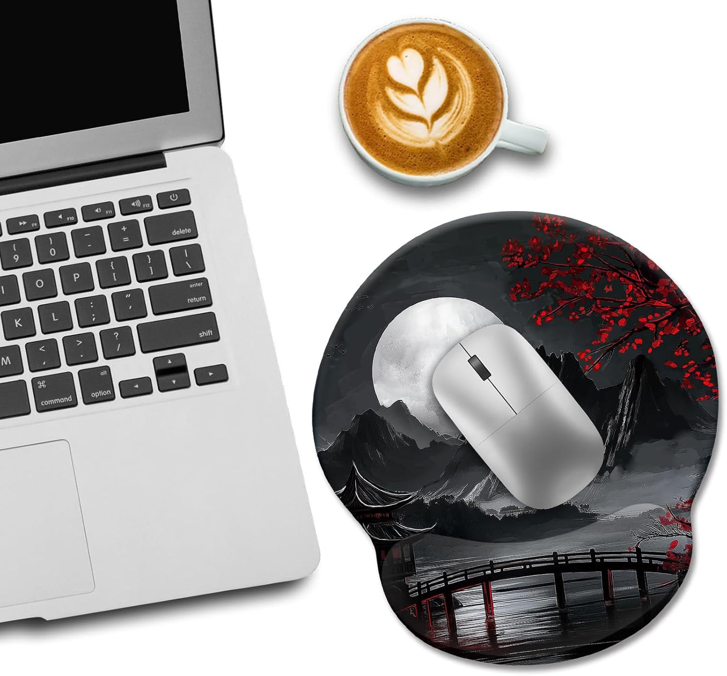 LIMKRIAN Cat Ergonomic Mouse Pad with Wrist Rest, Gaming Mouse Pad with Wrist Support, Funny Mouse Pads for Desk, Computer Mousepad with Non-Slip Pain Relief PU Base, Cute Office Desk Accessories