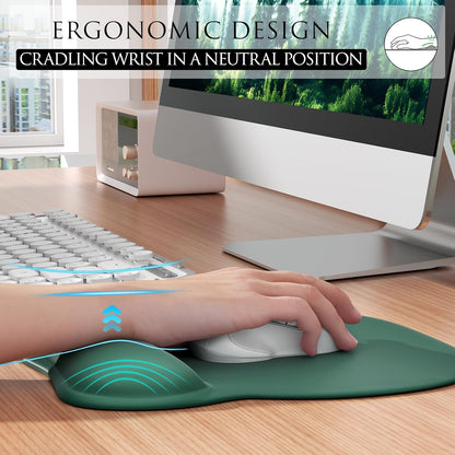 MROCO Ergonomic Mouse Pad with Gel Wrist Rest, Smooth Wrist Support Surface, Non-Slip PU Base for Pain Relief, Comfortable Mousepad for Computer, Laptop, Office & Home, 9.4 x 8.1 in, Black